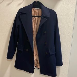 Fleurette Navy Blue wool coat